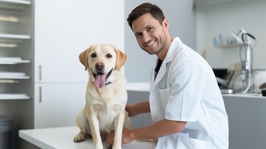 dog with veterinarian