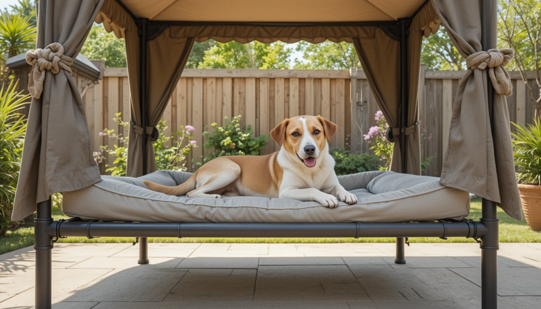 Outdoor dog bed with canopy,
