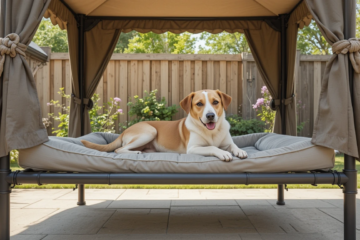 Outdoor dog bed with canopy,