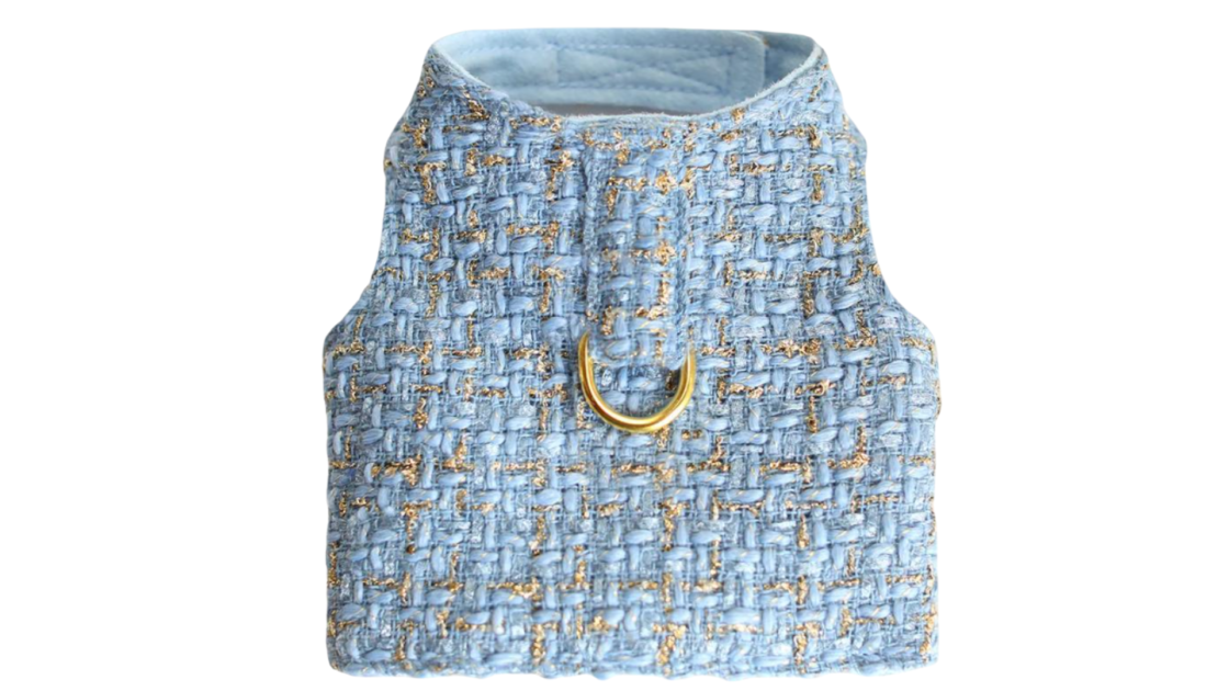 Tweed Dog Harness Blue