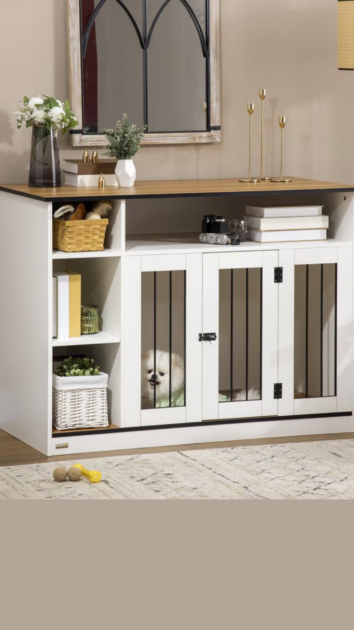 Dog crate with storage