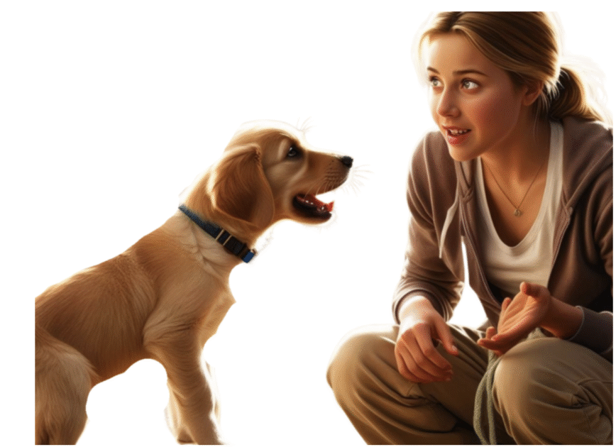 woman looking at her dog2