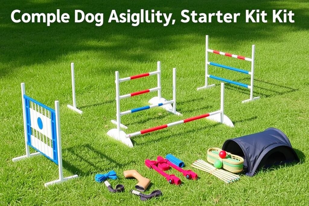 Complete dog agility starter kit with multiple obstacles